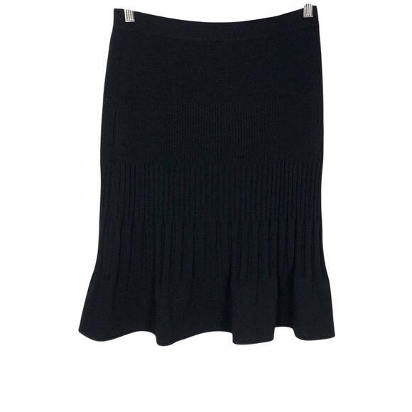ST. JOHN COLLECTION 8 Black Skirt Santana Knit Ribbed A-line Wool Blend NWT $375 - Picture 8 of 12